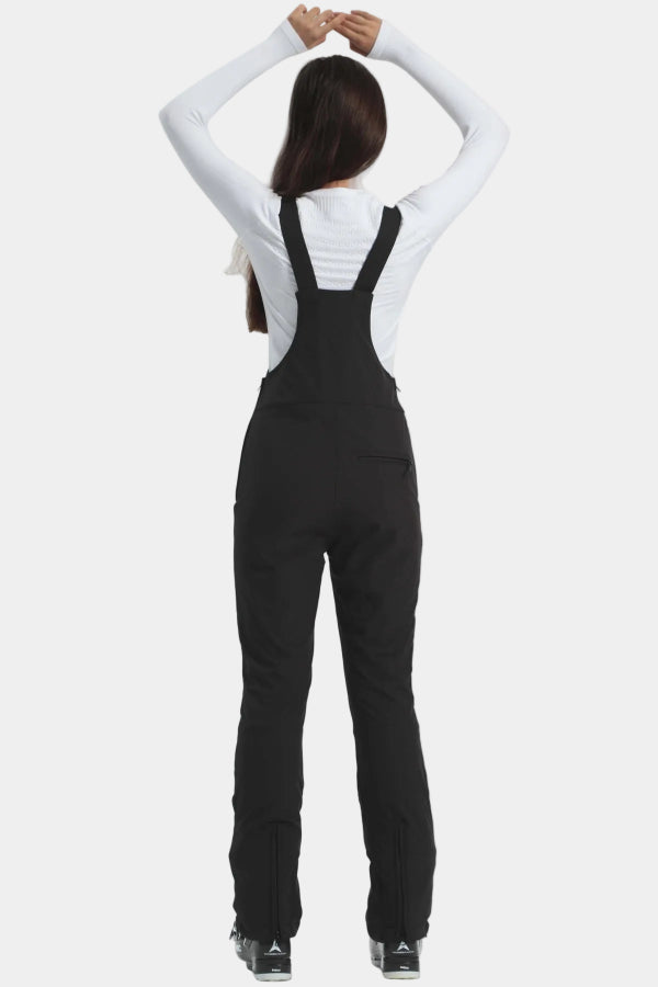 Slim-Fit Stretch Fleece-Lined Ski Bibs Black