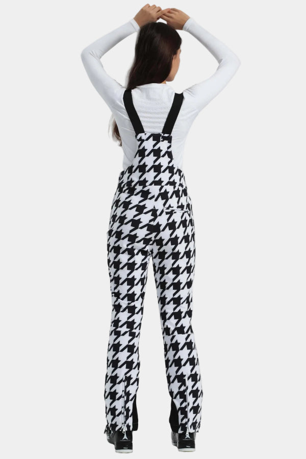 Slim-Fit Stretch Fleece-Lined Ski Bibs Pied-de-Poule