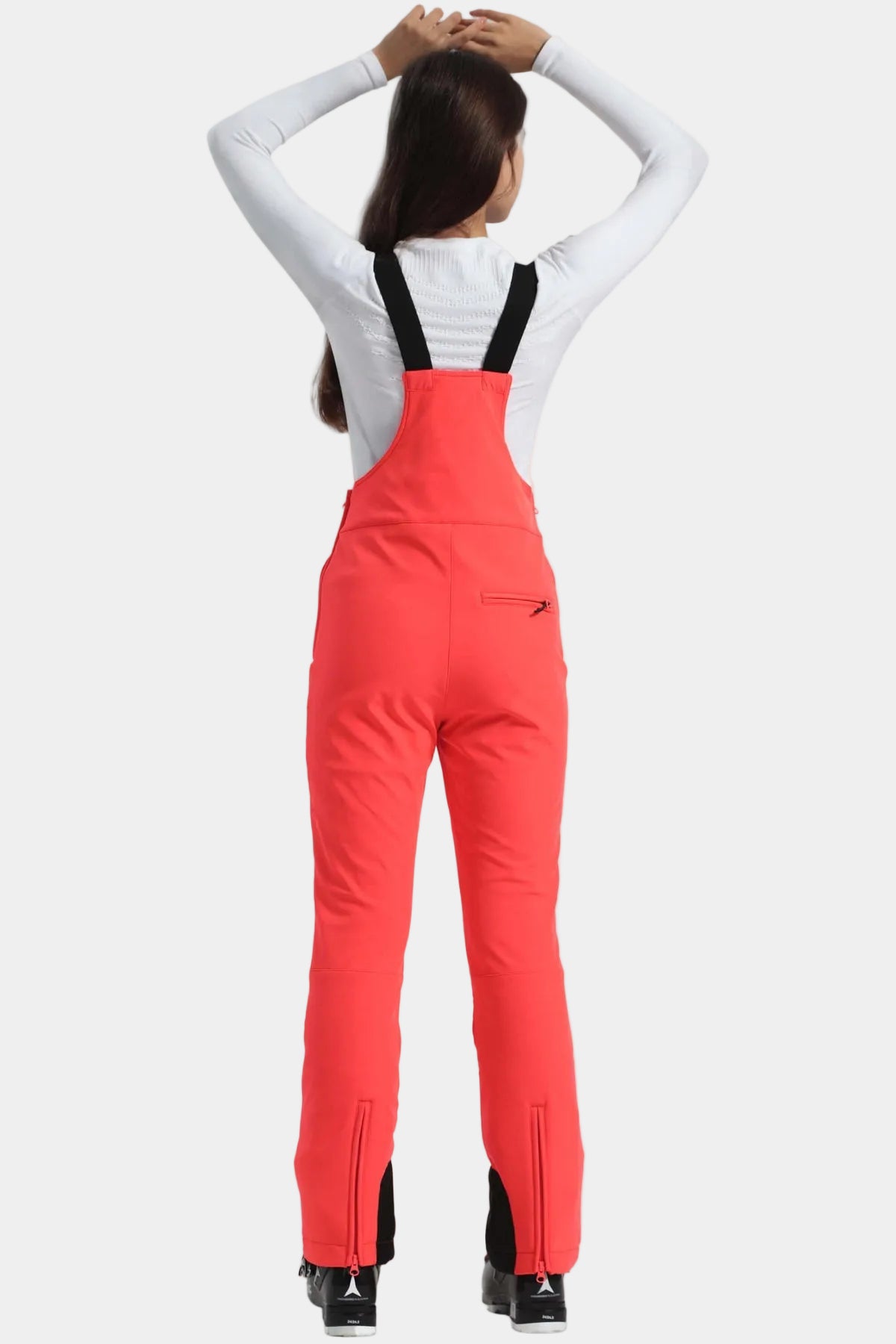 Slim-Fit Stretch Fleece-Lined Ski Bibs Vermelho Neon