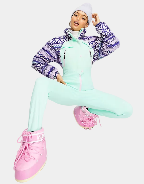 Asos 4505 - Petite Ski Suit With Retro Geo Print Detail