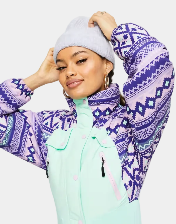Asos 4505 - Petite Ski Suit With Retro Geo Print Detail