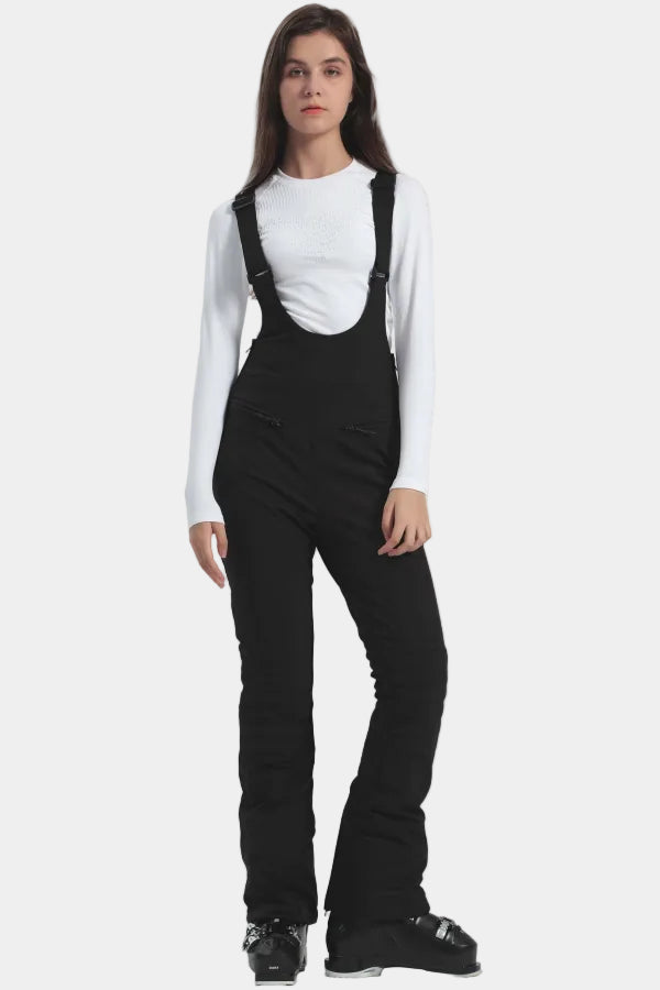 Slim-Fit Stretch Fleece-Lined Ski Bibs Black