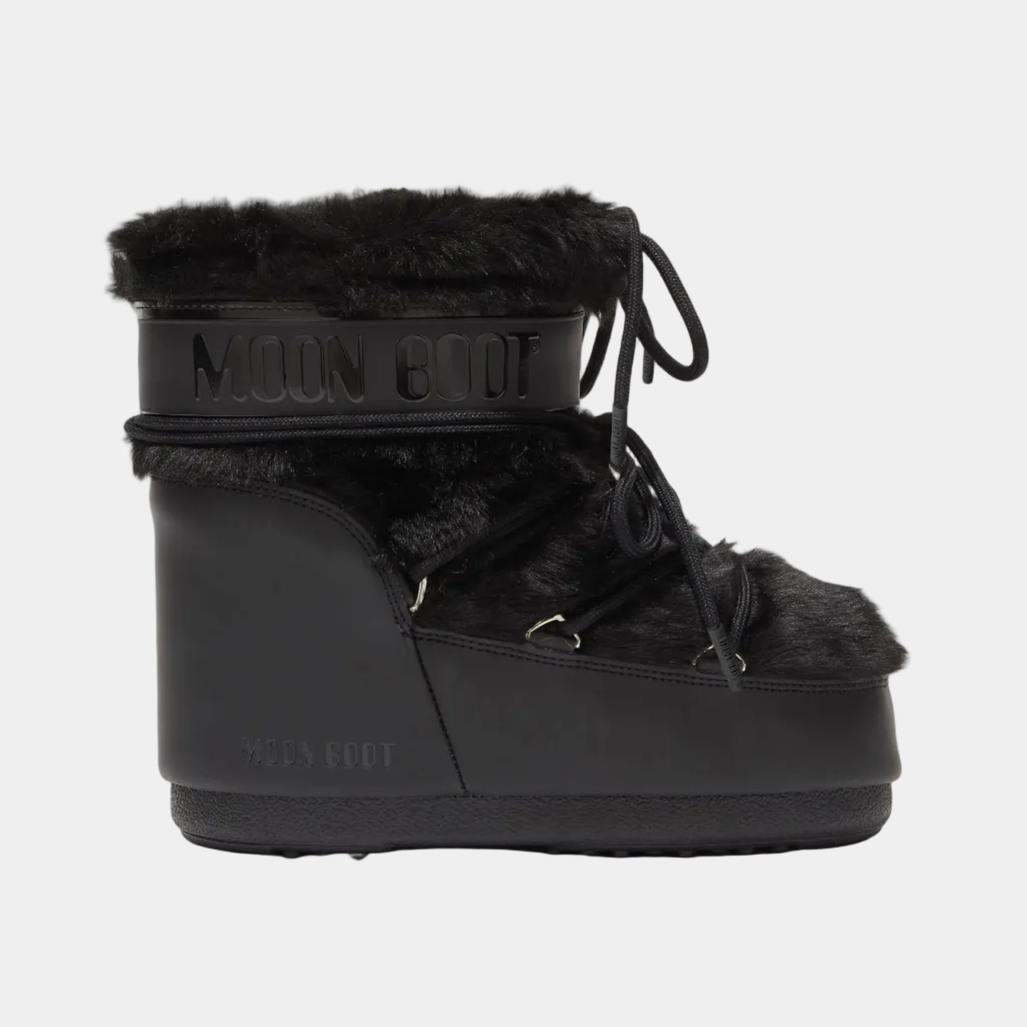 ICON LOW BLACK FAUX-FUR BOOTS
