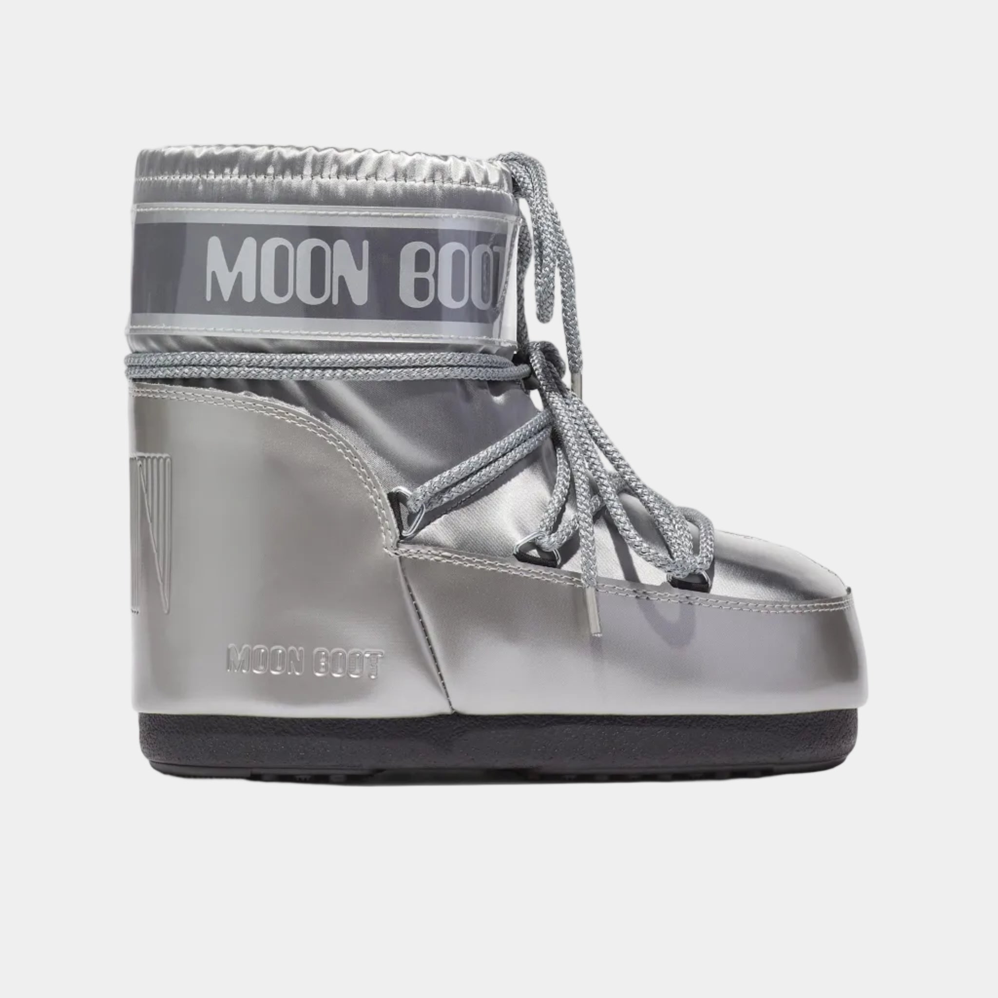 ICON LOW GLANCE SILVER SATIN BOOTS