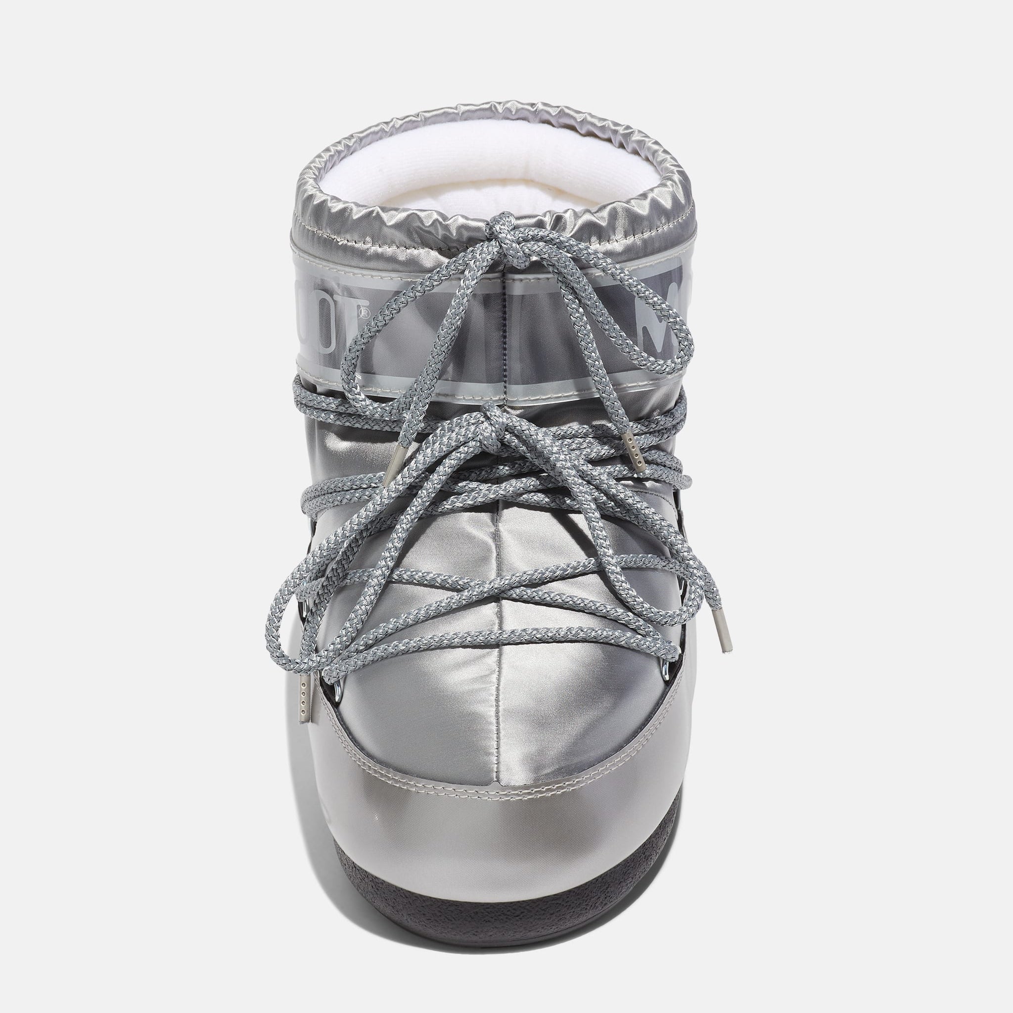 ICON LOW GLANCE SILVER SATIN BOOTS