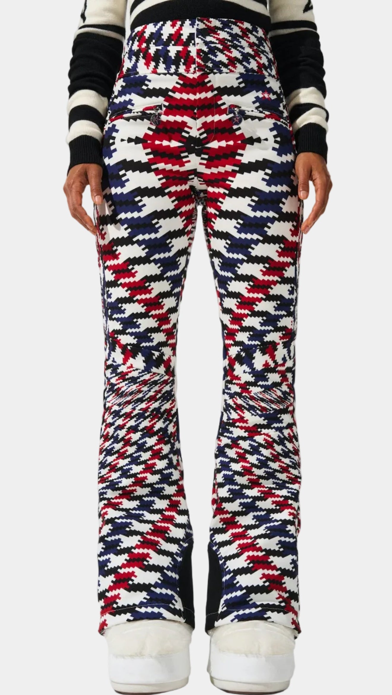 Twisted Houndstooth High-Waist Aurora Flare Ski Pant