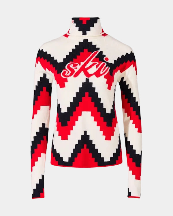 Chevron Merino Wool Turtleneck Sweater