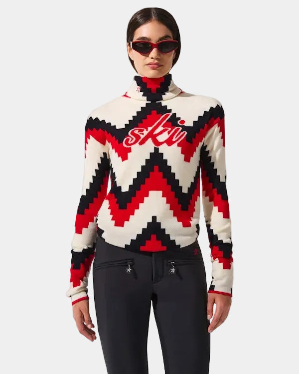 Chevron Merino Wool Turtleneck Sweater