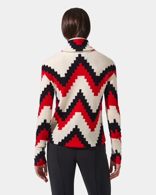 Chevron Merino Wool Turtleneck Sweater
