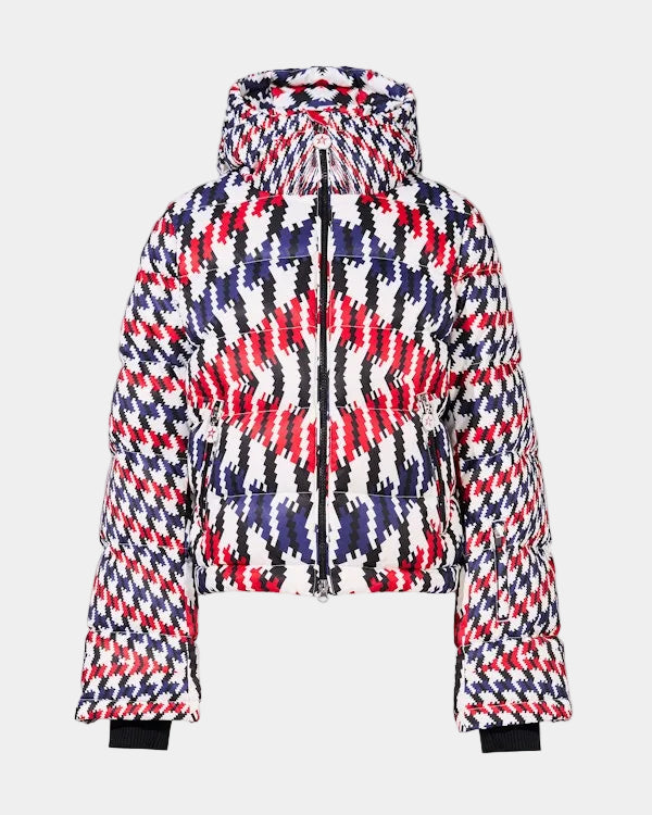 Twisted Houndstooth Polar Flare Down Jacket