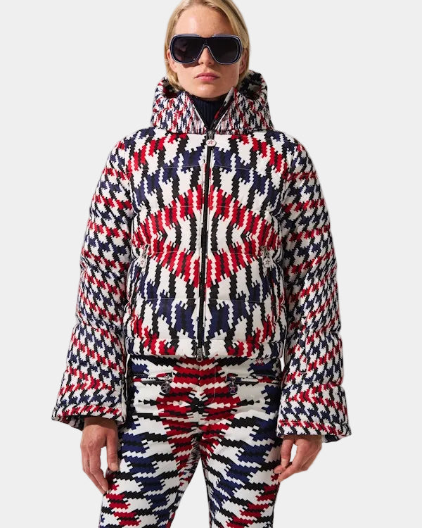 Twisted Houndstooth Polar Flare Down Jacket