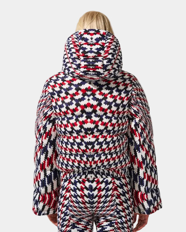 Twisted Houndstooth Polar Flare Down Jacket